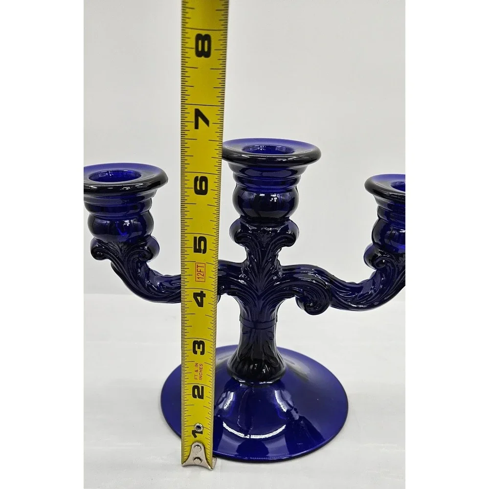 Cambridge Glass Co 3-lite #1307 Ornate Scroll Taper Candle Holder
